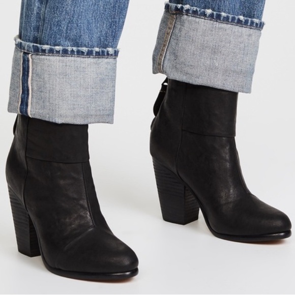 Rag & bone newbury classic black leather ankle boot bootie 38.5 8.5 Taylor Swift - Picture 1 of 10